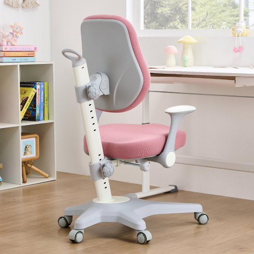 Ergonomic Kids Desk Chair, Adjustable Height & Seat Depth Study Chair with Lumbar Support, Flip-up Armrests - for Boys Girls Teens (Reading/Writing/Homework)(Pink)