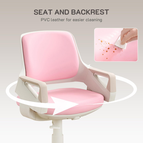 Desk Chair, Ergonomic Desk Chair: Swivel Lock, 6-Level Height Adjustment, Healthy Posture Support – Footrest + Auto-Lock Casters | Ideal for Kids & Petite Adults, Ultra-Comfy(Pink)