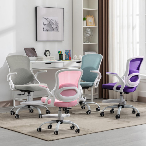 Kids Desk Chair,Ergonomic Study Chair with Adjustable Height,Swivel Mesh Desk Chair with Wheels,Home Office Chair for Children in Home Bedroom Purple