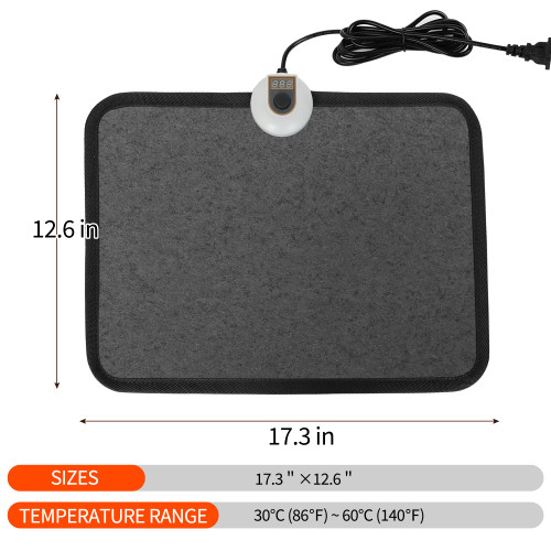 Heated Floor Mat Under Desk for Foot Warmer - 7 Temp Settings & 55w Heating Pad - Heated Feet Rest for Home Office Desk,Energy Saving Feet Warmers for Home/Work/Office - Black