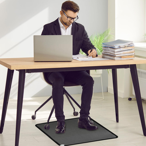 PVC 110V Heated Floor Mat Heater for Foot Warmer Under Desk 22 x 20 Inch Electric Heating Pad Energy Saving Carpet Pad Indoor Floor Heated Rug for Home Office Bathroom House Black