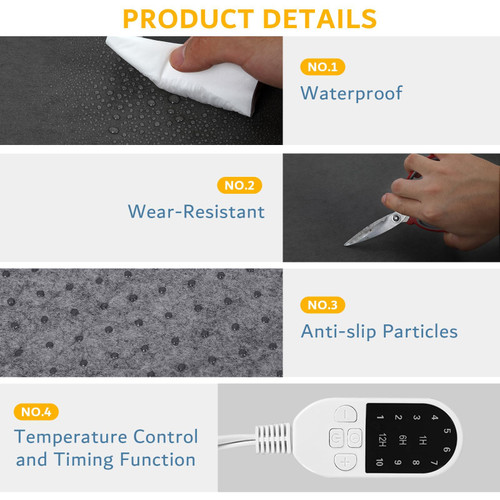 PVC 110V Heated Floor Mat Heater for Foot Warmer Under Desk 22 x 20 Inch Electric Heating Pad Energy Saving Carpet Pad Indoor Floor Heated Rug for Home Office Bathroom House Black