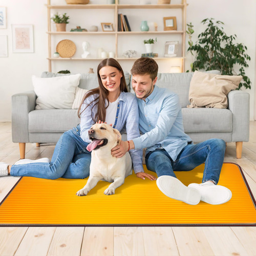 PVC 110V Heated Floor Mat Heater for Foot Warmer Under Desk 48 x 20 Inch Carbon Crystal Wood Stripe Electric Heating Carpet Pad Energy Saving Indoor Heated Rug for Home Office House Brown