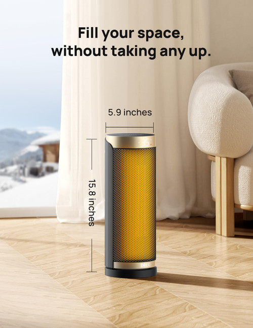 Space Heater, 1500W Electric Heaters for Indoor Use with Thermostat, 70° Oscillation, 8 Safety Protections, 5 Modes, Remote, 12H Timer, Quiet Portable Heater for Office, Bedroom, Large Room