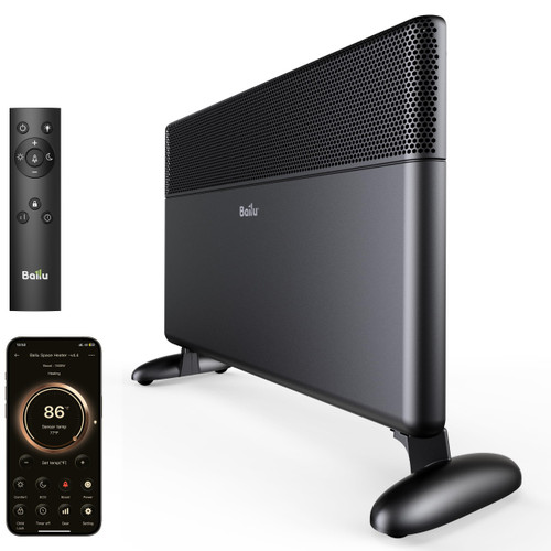 Convection Panel Heater,1500W Space Heater for Large Room Indoor use with Programmable Thermostat,WiFi App Control,Smart Quiet,Works with Alexa,Black