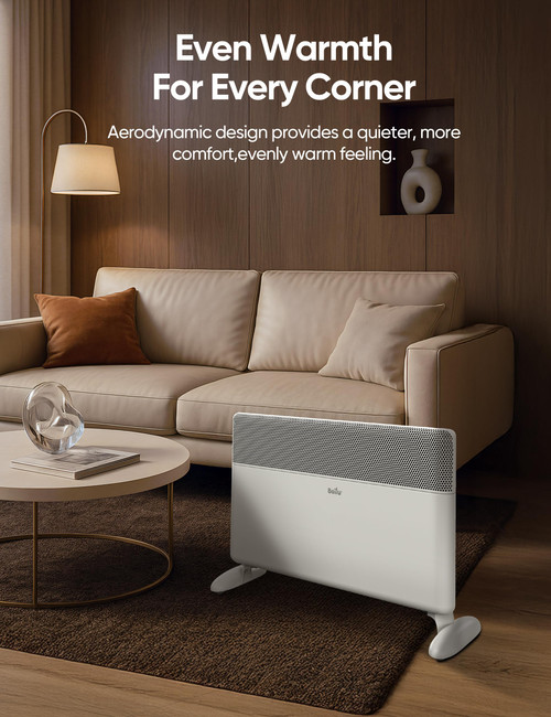 Convection Panel Space Heater for Large Room,1500W Electric Heater with Programmable Thermostat,WiFi App Control,Standing or Wall Mount,Smart Quiet Heater for Indoor Use,Works with Alexa,White