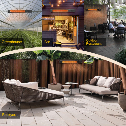 1500W Infrared Electric Patio Heater with Tripod Stand, IP65 Rated, 4 Heat Levels & 24H Timer with Remote, For Covered Outdoor/Indoor & Spot Heating