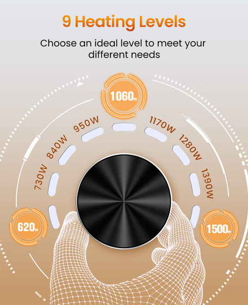 Outdoor Electric Patio Heater, 42in Infrared Heater with Remote, 9 Heat Levels, 9H Timers, 1500W Instant Heating, Safety Lock, Tip-Over & Overheat Protection, IPX5 Waterproof Tower Space Heater