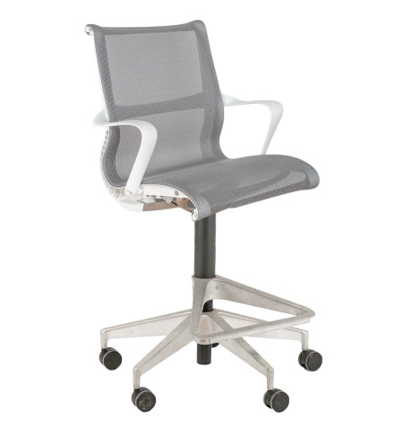 Herman Miller Setu Stool Chair Gray White Arms