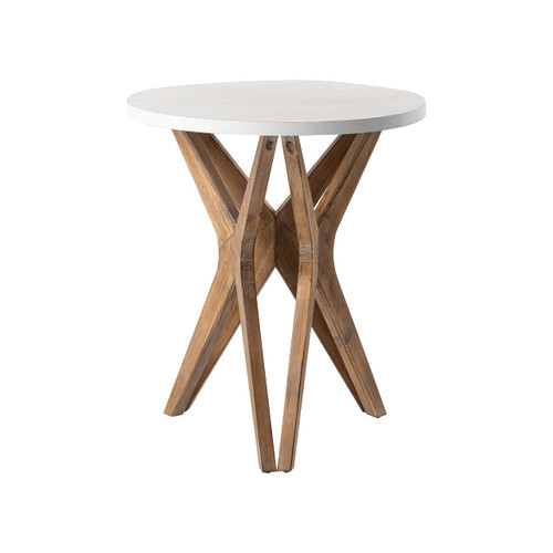 End Table, Distressed Top with Tripod Base Bedside Table for Living Room, Modern, Boho Decor, Round (1 Pack, White & Walnut)