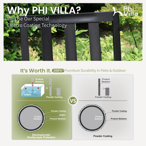 9 Pieces Outdoor Dining Set for 8, 60” Wood-Like Large Square Metal Steel Dining Table & Stackable Iron Chairs, Dining Furniture Set for Patio, Deck, Yard, Porch