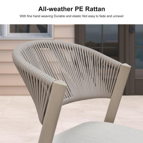 11-Piece Patio Dining Set Outdoor Furniture Rectangular Table and Chairs Set with Aluminum Frame and Wicker Rattan for Garden Deck Backyard Kitchen Champagne Outdoor Set