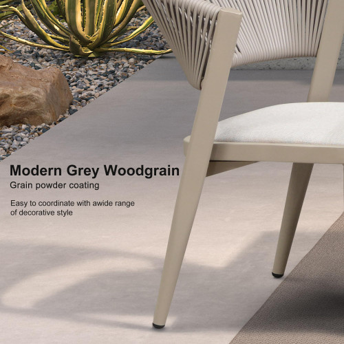 11-Piece Patio Dining Set Outdoor Furniture Rectangular Table and Chairs Set with Aluminum Frame and Wicker Rattan for Garden Deck Backyard Kitchen Champagne Outdoor Set