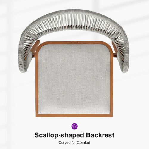 Patio Dining Set for 6 Furniture Set Aluminum Rattan Wicker Patio Table and Chairs Set for Lawn Backyard Deep Teak