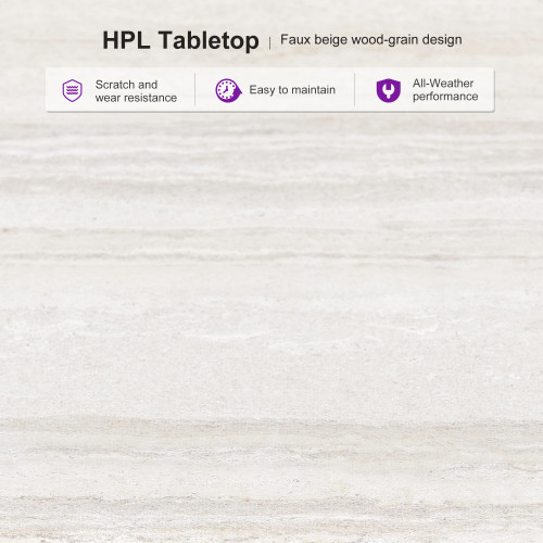 7-Piece Patio Dining Set Outdoor Furniture Rectangular Table and Chairs Set with Aluminum Frame and Wicker Rattan for Garden Deck Backyard Kitchen Champagne Outdoor Set