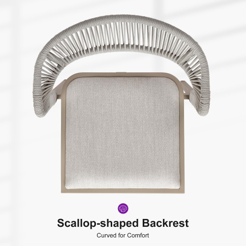 7 Pieces Outdoor Dining Set Patio Dining Furniture Aluminum Wicker Rattan Patio Table and Chairs Set for Lawn Garden Porch Champagne