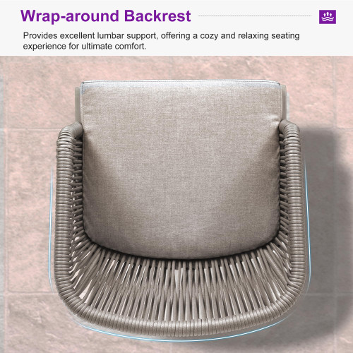 7 Pieces Outdoor Dining Set Patio Table and Chairs Set Aluminum Wicker Rattan Patio Furniture Set for Lawn Garden Porch Champagne