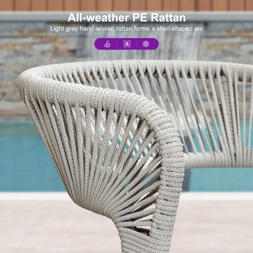 7 Pieces Outdoor Dining Set Patio Table and Chairs Set Aluminum Wicker Rattan Patio Furniture Set for Lawn Garden Porch Beige Marble Color Outdoor Set