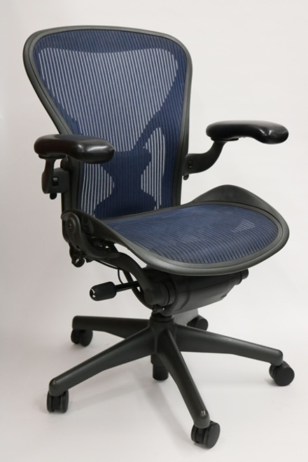Herman Miller Aeron Chair Fully Featured with Posturefit Size B Cobalt Blue