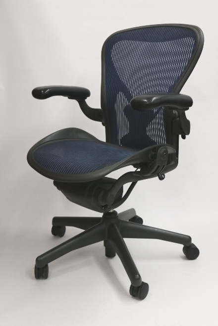 Herman Miller Aeron Chair Fully Featured with Posturefit Size B Cobalt Blue