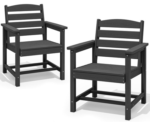 Patio Dining Chair Set of 2, Black