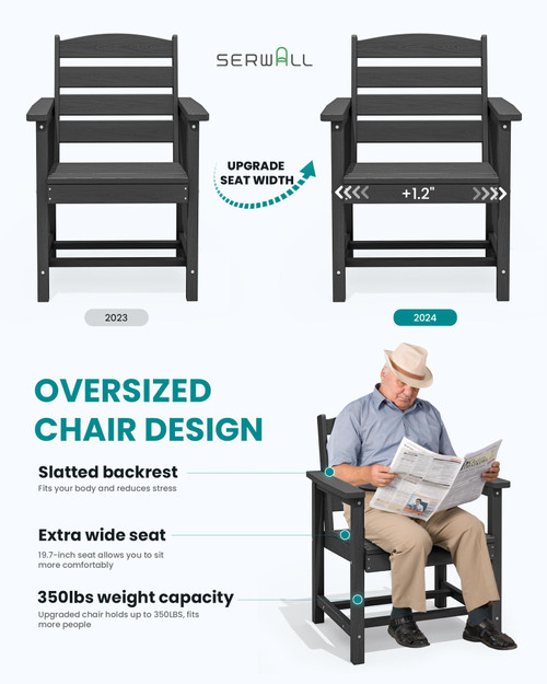 Patio Dining Chair Set of 2, Black