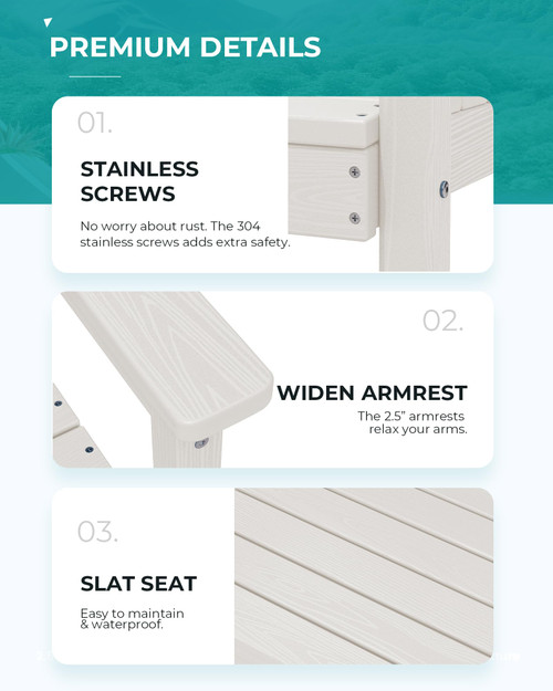 Patio Dining Chair Set of 2, White