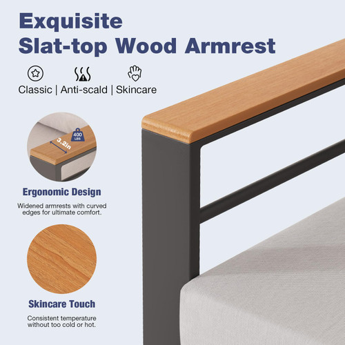 Aluminum Patio Furniture Set 7 Seats, Oversized Outdoor Sectional with Washable Thick Cushions, Coffee Table and Waterproof Cover, Patio Conversation Sets for Porch, Balcony, Deck.