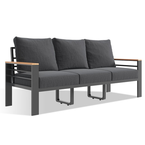 Aluminum Patio Furniture Set 3 Seats, Oversized Outdoor Sectional with Washable Thick Cushions, Coffee Table and Waterproof Cover, Patio Conversation Sets for Porch, Balcony, Deck