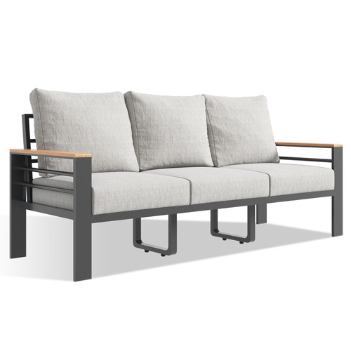 Aluminum Patio Furniture Set 3 Seats, Oversized Outdoor Sectional with Washable Thick Cushions, Coffee Table and Waterproof Cover, Patio Conversation Sets for Porch, Balcony, Deck.