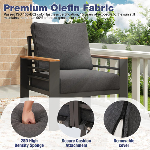 Aluminum Patio Furniture Set 4 Seats, Oversized Outdoor Sectional with Washable Cushions, Coffee Table and Waterproof Cover, Patio Conversation Sets for Porch, Balcony, Deck