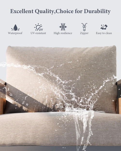 Aluminum Outdoor Patio Furniture - 1 Pcs 3-Seat and Coffee Table, All-Weather Metal Modern Outside Furniture with Washable Thick Cushion for Garden/Backyard/Porch, Silver!