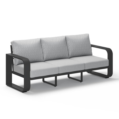 Aluminum Outdoor Patio Couch, 3 Seats Oversized Patio Sofa with Widened Armrest & Ultra-Thick Cushions, Deep Seating Modern Patio Furniture for Backyard, Deck, Gray