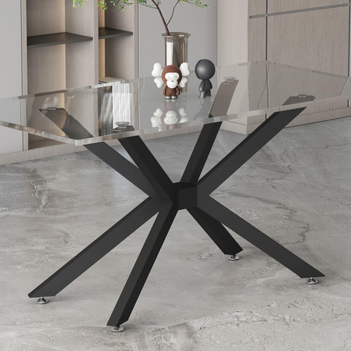 Modern Table Base Black 29" Metal Dining Table Legs with Suction Cups, Desk Base for Marble,Glass,Wood Top, Furniture Legs for Coffee Table, End Table, Home,Kitchen, Office