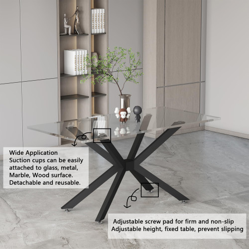 Modern Table Base Black 29" Metal Dining Table Legs with Suction Cups, Desk Base for Marble,Glass,Wood Top, Furniture Legs for Coffee Table, End Table, Home,Kitchen, Office