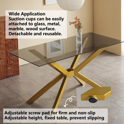 Modern Table Base Gold 29" Metal Dining Table Legs with Suction Cups, Desk Base for Marble,Glass,Wood Top, Furniture Legs for Coffee Table, Home,Kitchen, Office (Gold)