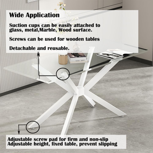 Modern Table Base 29" Metal Dining Table Legs with Suction Cups, Desk Base for Marble,Glass,Wood Top, Furniture Legs for Coffee Table, Home,Kitchen, Office (White)