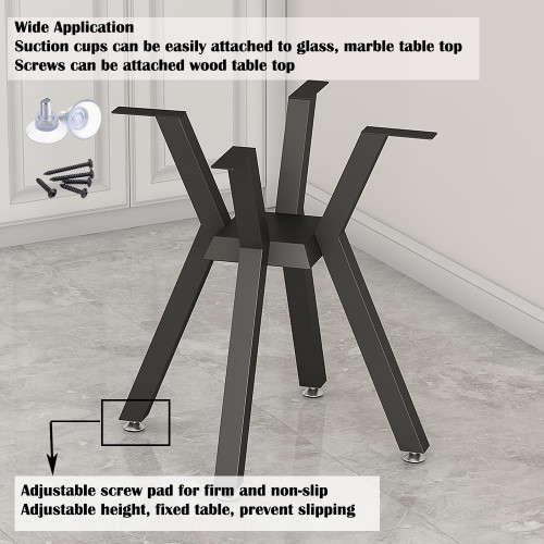 Metal Table Base, Modern Coffee Table Legs 28 Inch, Dining Table Legs for Glass, Marble, and Wood Table Tops, Heavy Duty Desk Legs Furniture Legs for Home,Kitchen,Office (Black)