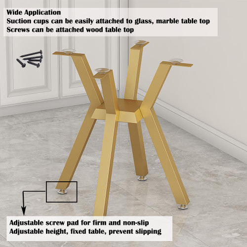 Metal Table Base - Modern Coffee Table Legs, 28 Inch, Heavy Duty Desk Legs for Glass, Marble, Wood Table Tops - Gold