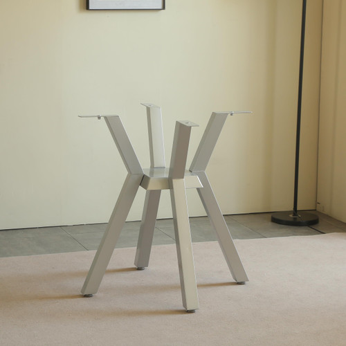 Metal Table Base ，Modern Coffee Table Legs 28 Inch, Dining Furniture Legs for Glass, Marble, and Wood Table Tops, Heavy Duty Desk Legs for Home,Kitchen,Office (Silver)