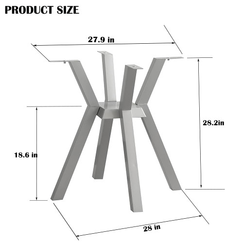 Metal Table Base ，Modern Coffee Table Legs 28 Inch, Dining Furniture Legs for Glass, Marble, and Wood Table Tops, Heavy Duty Desk Legs for Home,Kitchen,Office (Silver)