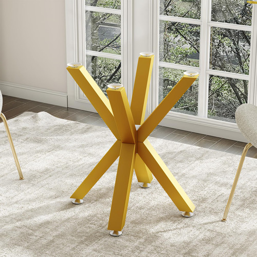Table Base 28 Inch ,Heavy Duty Metal Dining Table Pedestal Base for Glass, Marble, and Wood Tops, Furniture Legs for Home,Kitchen,Office (Gold)