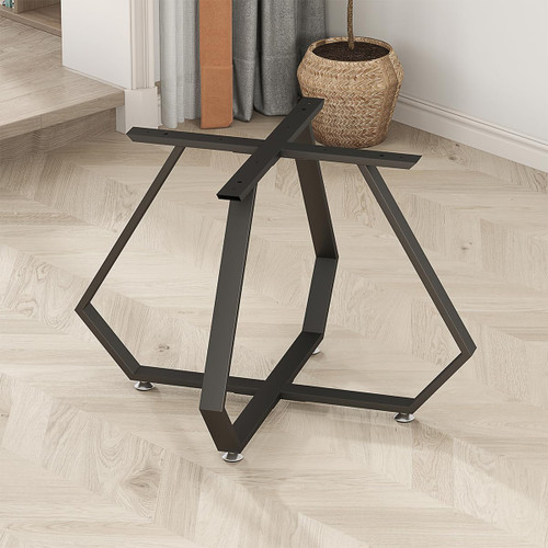 28 Inch Dinning Table Legs,Metal Diamond Shape Coffee Table Base with Suction Cups, Heavy Duty Desk Base for Marble,Glass,Wood Top,DIY Furniture Legs for Home,Kitchen (Black)