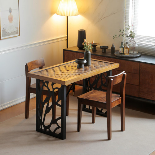 Table Legs 28 inch, Metal Dining Table Base, Heavy Duty Desk Legs,Industrial Modern Furniture Legs Set of 2 with Laser Engraving Design (A)