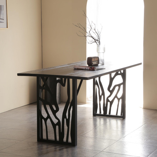 Table Legs 28 inch, Metal Dining Table Base, Heavy Duty Desk Legs,Industrial Modern Furniture Legs Set of 2 with Laser Engraving Design (B)