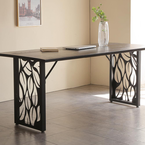 Table Legs 28 inch, Metal Dining Table Base, Heavy Duty Desk Legs,Industrial Modern Furniture Legs Set of 2 with Laser Engraving Design (C)