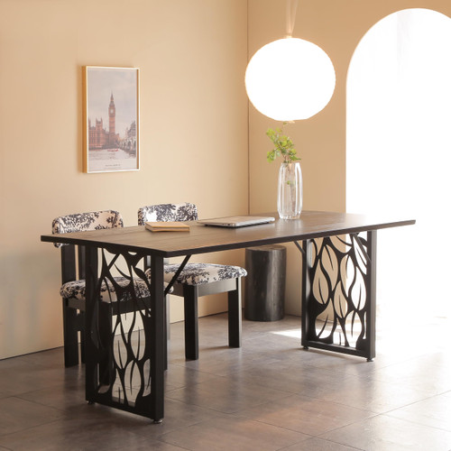 Table Legs 28 inch, Metal Dining Table Base, Heavy Duty Desk Legs,Industrial Modern Furniture Legs Set of 2 with Laser Engraving Design (C)