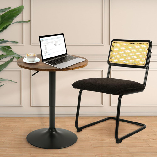 23.6" Round Bar Table, Adjustable Height Bar Table, Modern Cocktail Tables with MDF Top and Metal Base, Bistro Pub Tables Suitable for Cafe, Kitchen Island, Bar Counter, Brown