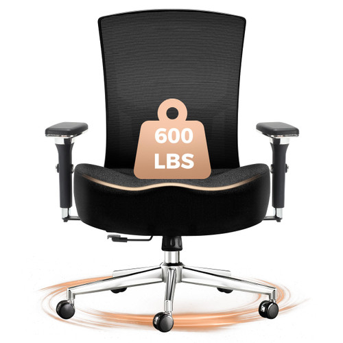 600lbs Big and Tall Office Chair,Oversized Ergonomic Breathable Mesh Desk Chair with W-Shape Thicken Seat Cushion,Computer Chair with Upgraded 4D Armrest,Lumbar Support for Heavy People All Day