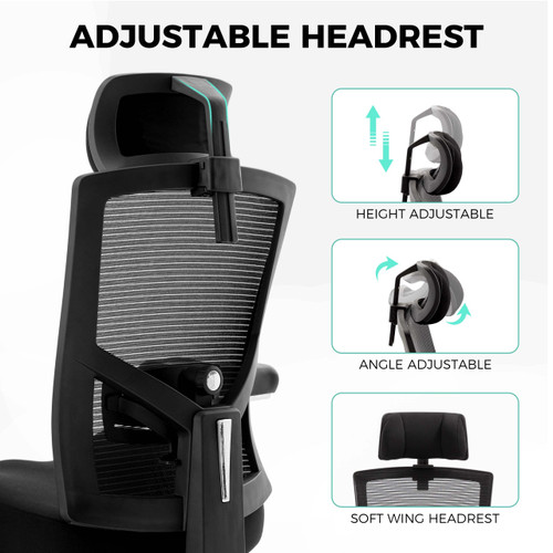 600lbs Big and Tall Office Chair,Oversized Ergonomic Breathable Mesh Desk Chair with W-Shape Thicken Seat Cushion,Computer Chair with Adjustable 4D Armrest,Lumbar Support Footrest Headrest